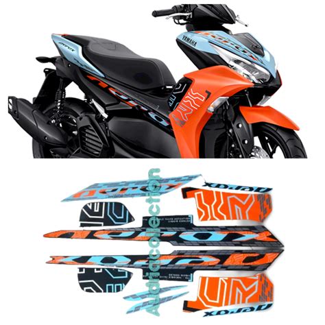 Jual Stiker Striping Motor Yamaha Aerox Vva 155 2024 Biru Orange