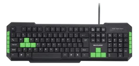 Teclado Multimedia Gamer Teclas Verdes Usb Multilaser Tc Mercadolibre