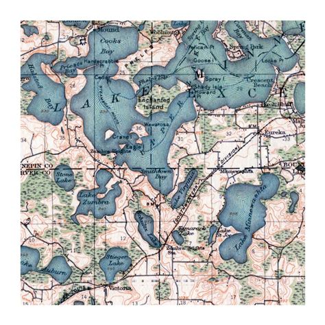 Hand Painted map of Lake Minnetonka, Minnesota, 1905 / Retro Lake ...