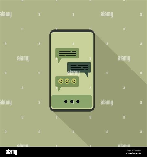 Smartphone With Chatting Icon In Flat Style On Green Background Vector