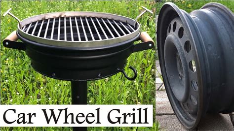 Build A Bbq Grill From An Old Car Rim With Stainless Steel Grate Youtube