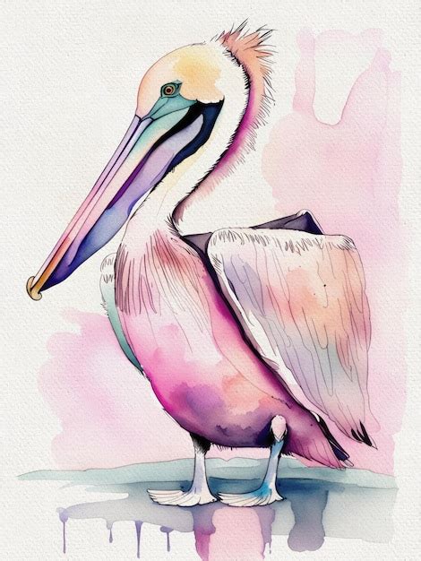 Premium Ai Image Watercolor Pelican Painting