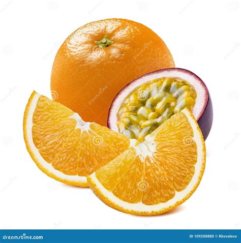 Orange Passion Fruit Tropical Composition Isolated on White Stock Photo ...