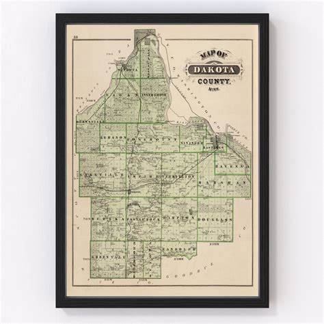 Vintage Map Of Dakota County Minnesota 1874 By Ted S Vintage Art