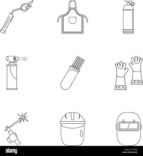 Welder Icon Set Outline Style Stock Vector Image Art Alamy