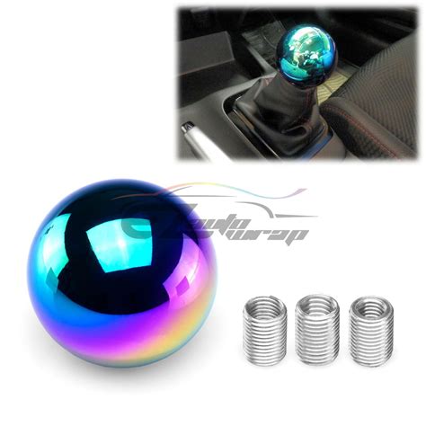 Neo Chrome Weighted Shift Knob Round Ball Shifter M8 M10 M12 Aluminum Manual Mt Rainbow