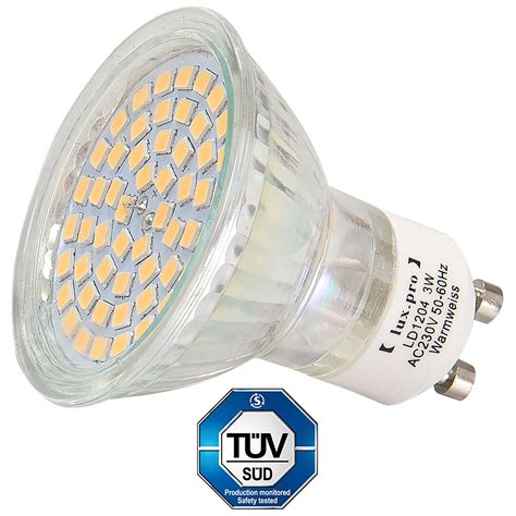 10x Lux Pro® Led Gu10 Spot 230v Warmweiß 54 Smd TÜv GeprÜft