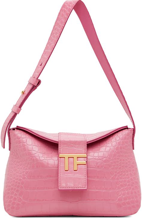 Tom Ford Mini Sac Bandouli Re Rose En Cuir Gaufr Fa On Croco