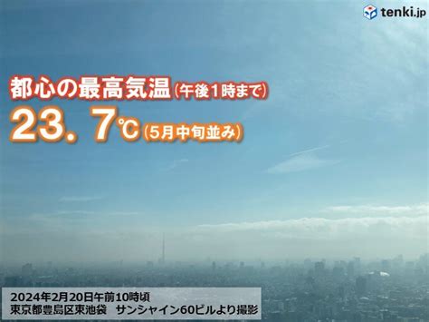 関東で今年初の夏日 都心も24℃迫る 明日は真冬の寒さに逆戻り気象予報士 日直主任 2024年02月20日 日本気象協会 Tenkijp