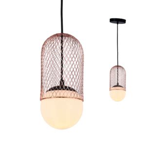 Lustre Pendente Taschibra Aramado Screen Cobre Leitoso E27 Bivolt