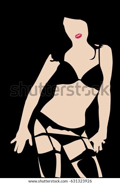 Bikini Woman Silhouette Stockings Vector Illustration Stock Vector Royalty Free