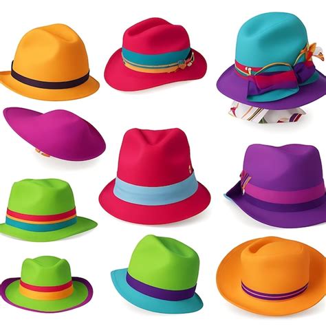 Premium Ai Image Vibrant Collection Of Colorful Retro Hats