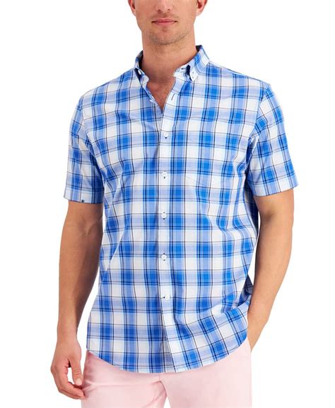 Club Room Mens Plaid Short Sleeve Shirt Created For Macys Macys