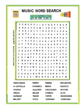 Music Word Search Puzzle Pdf