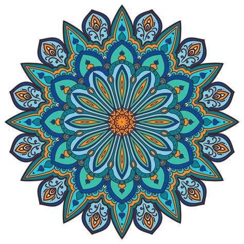 Colorful Mandala In Blue And Yellow Color Png