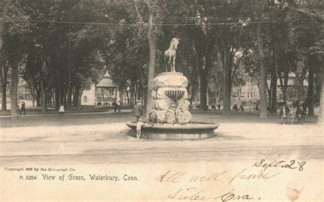 Vintage Postcard 1905 View Of Green Park Waterbury Connecticut Ct United States Connecticut