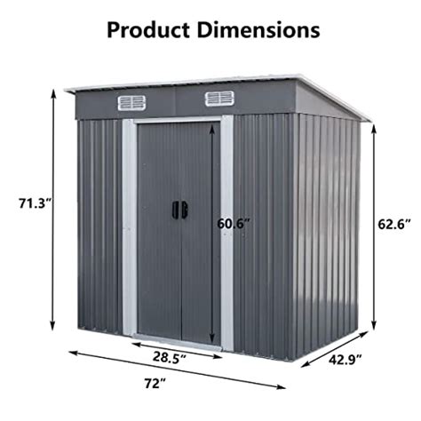 Arlopu 6 X 3 5 FT Outdoor Storage Shed Metal Sheds With Sliding Doors