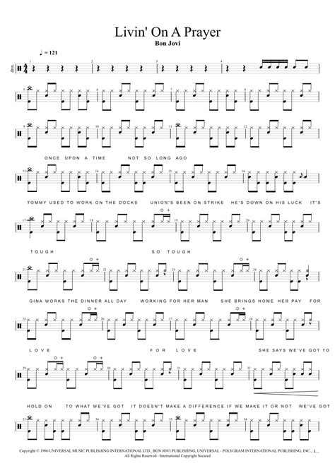 Livin On A Prayer Arr Cyril Mayer By Bon Jovi Sheet Music For Drums