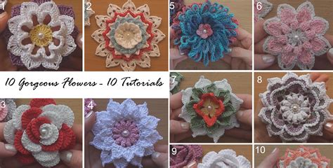 10 Gorgeous Flowers – 10 Crochet Tutorials – Tutorials & More