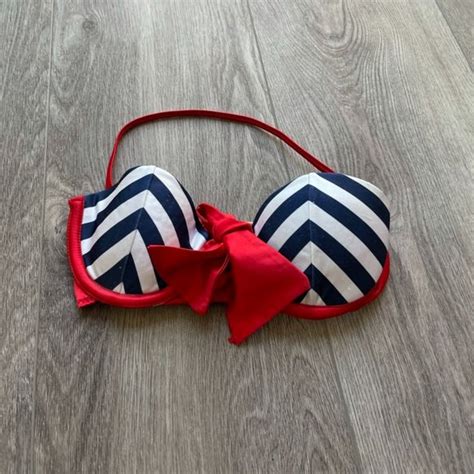Beach Bunny Swim Beach Bunny Swimwear Red White Blue Bow Detail Bikini Top Size Xs Poshmark
