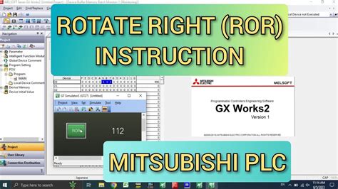 GX Works2 Rotate Right ROR Instruction Tutorial PLC Mitsubishi With