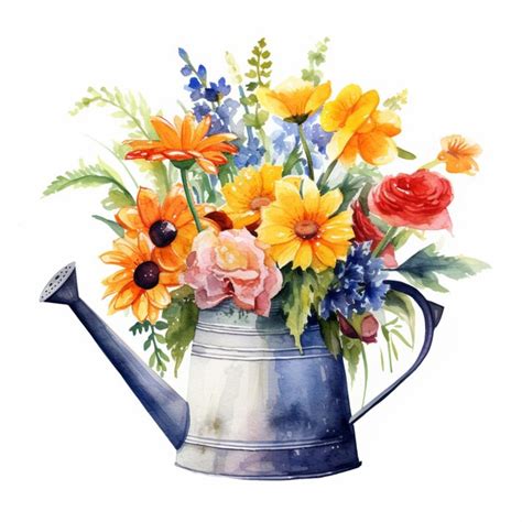 Premium AI Image There Is A Watercolor Painting Of A Watering Can