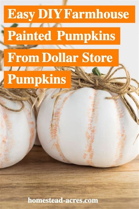 Make your own pretty farmhouse style pumpkins by painting cheap dollar ...