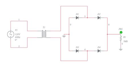 Circuito Rectificador De Onda Completa Con Puente De Diodos Multisim Live