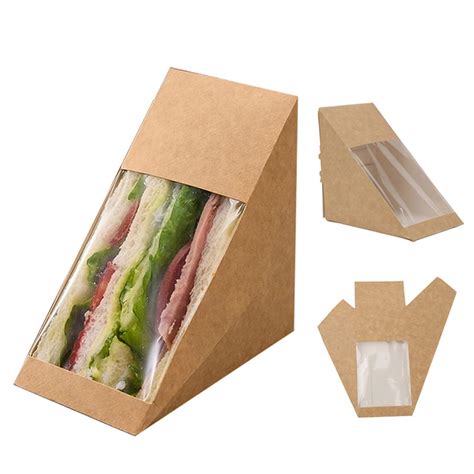 Buy Leepro Pcs Triangle Sandwich Boxes With Window Kraft Paper