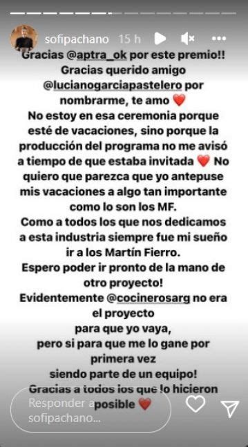 Sofía Pachano estalló contra la producción de Cocineros Argentinos tras