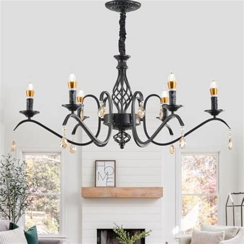 Saint Mossi Antique Painted Black Chandelier Lighting Lights Rustic