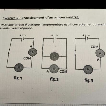 Exercice 2 Branchement d un ampèremètre Dans quel circuit électrique l