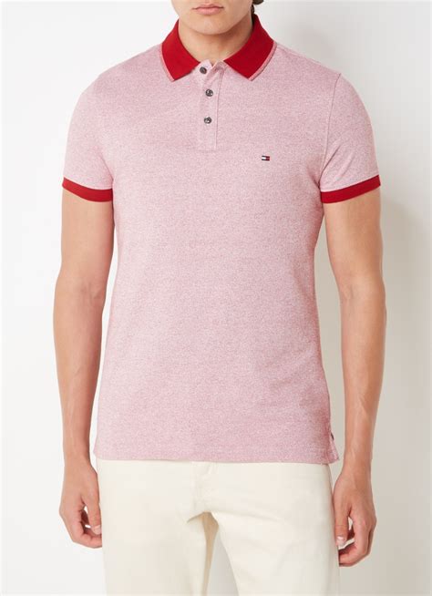 Tommy Hilfiger Slim Fit Polo Met Gemêleerd Dessin • Donkerrood • De