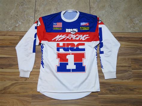 Vintage Honda Racing HRC Motocross Jersey Shirt White Red Blue Etsy