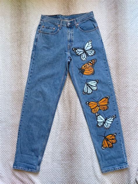 Pantal N Pintado Mariposas Refashion Clothes Denim Diy Clothes