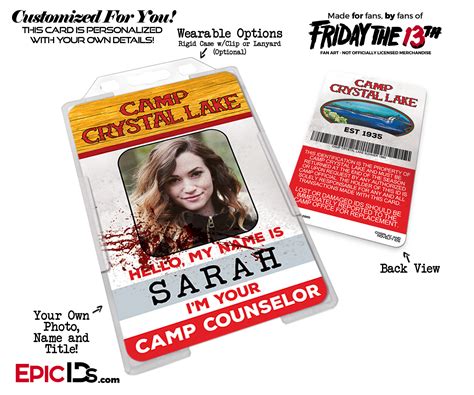 Camp Crystal Lake Friday The 13th Camp Counselor Cosplay Name Badge