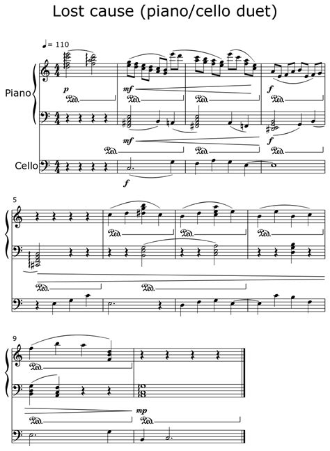 Lost Cause Piano Cello Duet Sheet Music For Piano Cello