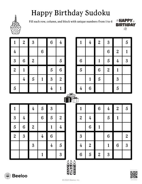 Birthday Themed Sudoku Puzzles Beeloo Printable Crafts And Activities