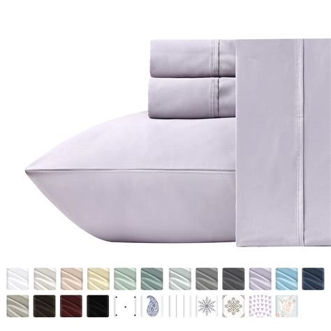 Premium 400 Thread Count 100 Natural Cotton Sheets 3 Piece Lavender