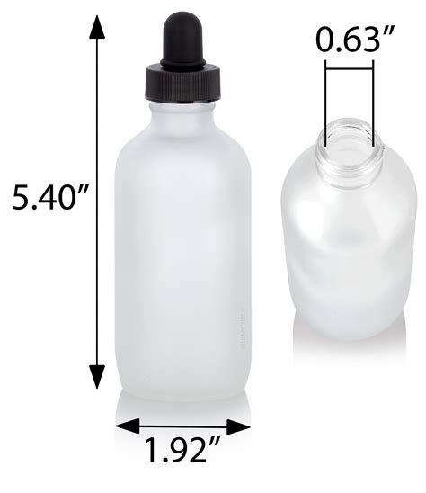 4 Oz Frosted Clear Glass Boston Round Bottle With Glass Dropper 6 Pack