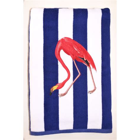 Flamingo Beach Towel | Embroidered beach towel, Beach towel, Striped ...