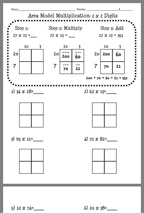 Common Core Area Model Worksheets - CommonWorksheets.com