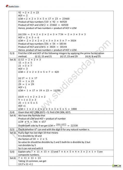 Ncert Solutions Class 10 Mathematics Chapter 1 Real Numbers