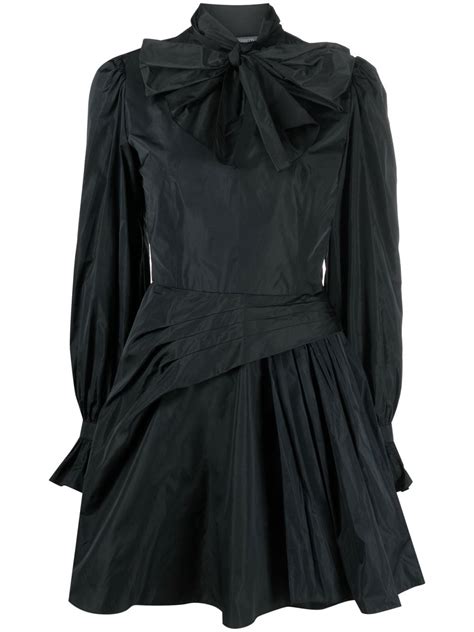 Alberta Ferretti Pussy Bow Pleated Mini Dress Farfetch