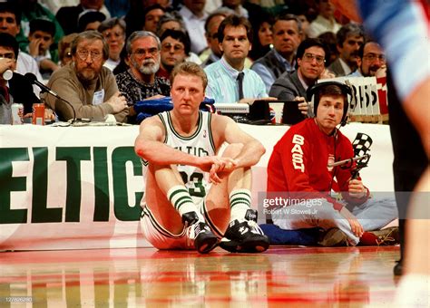 American basketball player Larry Bird, of the Boston Celtics, sits on... News Photo - Getty ...