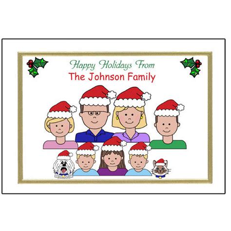 Cartoon Family Christmas Cards Large Family Personalized