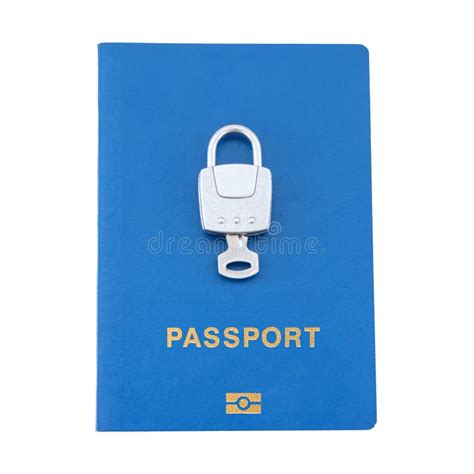 Silver Lock And Key Lying On The Blue Passport Stock Image Image Of Freedom Passport 110363627