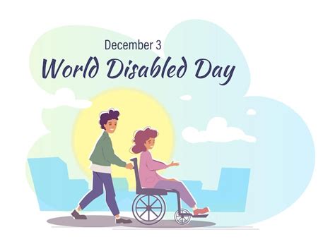 Premium Vector World Disabled Day Man Supports And Helps Person With