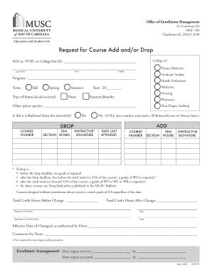 Fillable Online Academicdepartments Musc Course Drop Add Form Fax Email