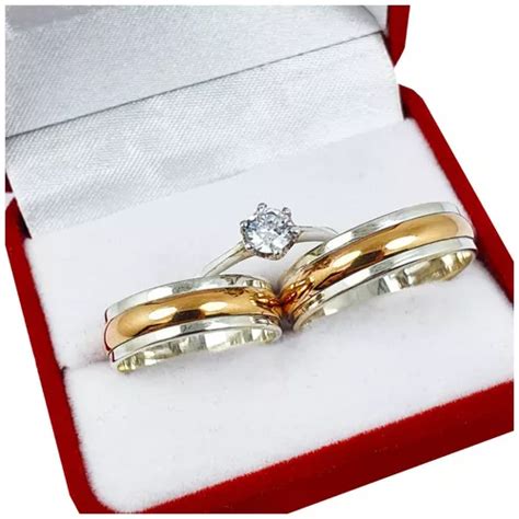 Alianzas Plata Y Oro 18kts El Par Anillo Casamiento Oro Rose Envío gratis